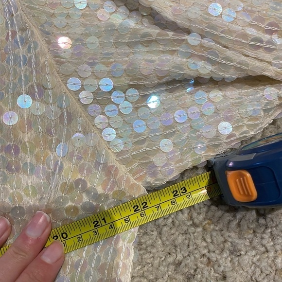 ASOS Women’s Sequin Blouse Cream Size 2 Button Closure Party Event Top - Picture 7 of 8